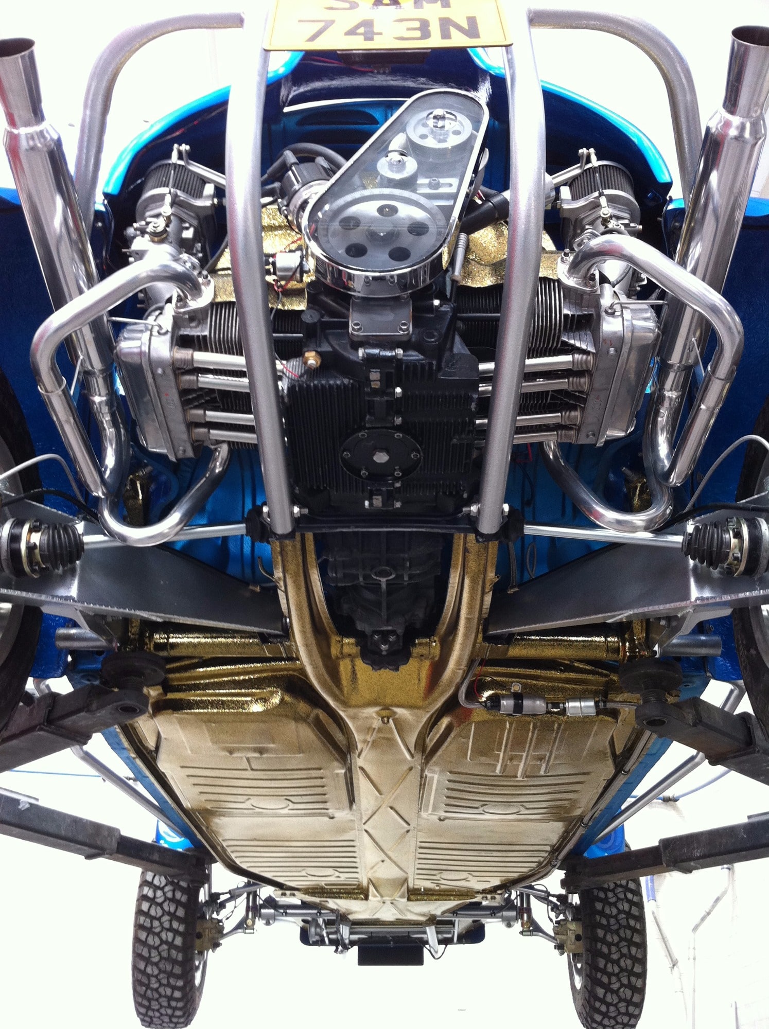 Beetle engine - blue - under view