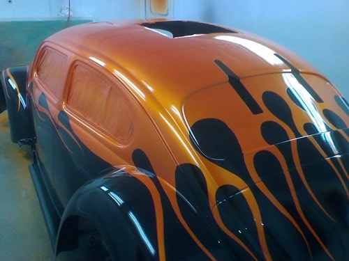 custom restoration - orange roof Beetle
